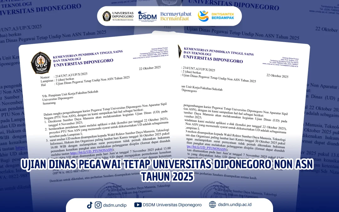 Pengumuman Pelaksanaan Ujian Dinas bagi PTU Non ASN Tahun 2025